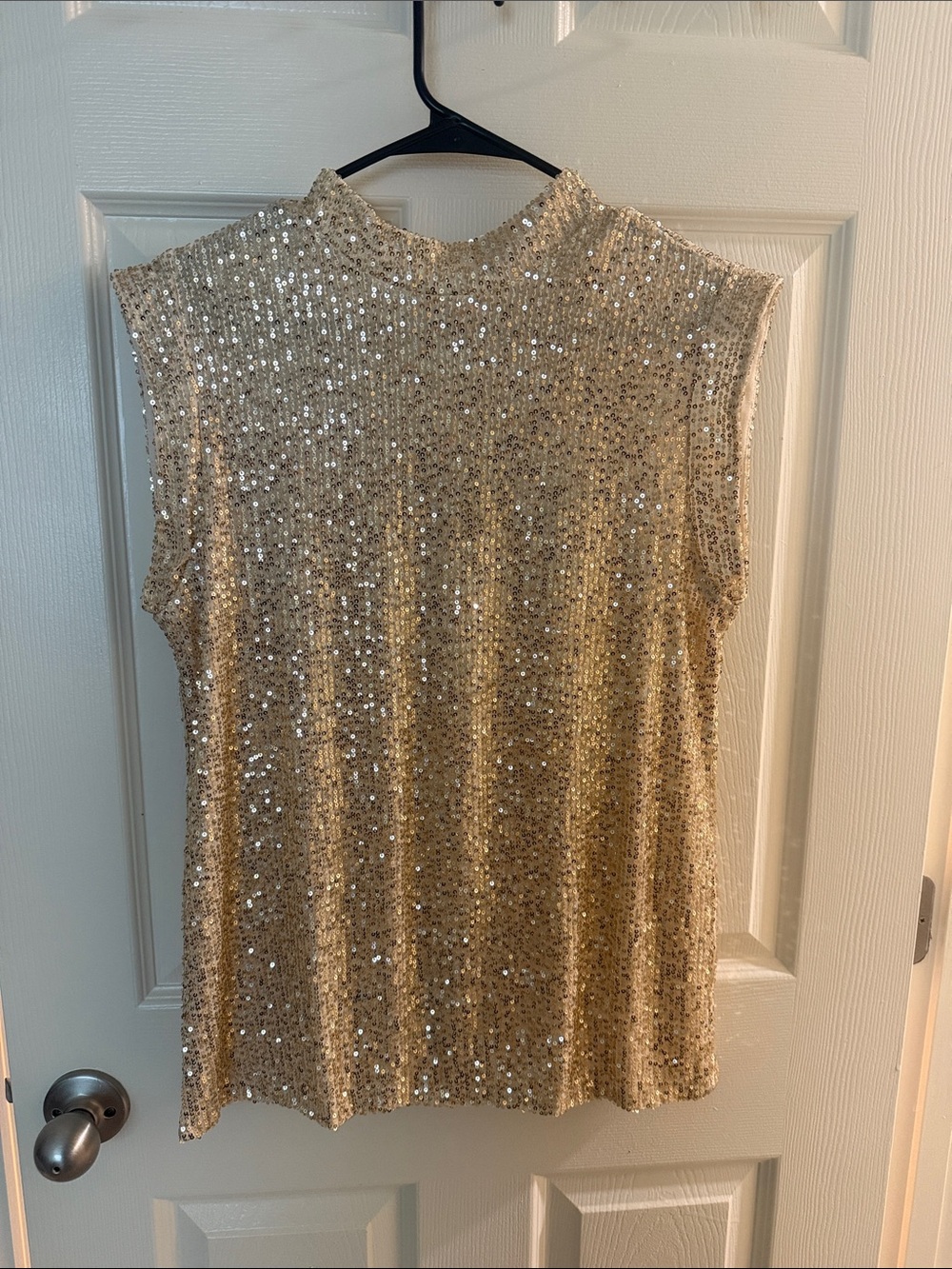 Element Gold Sequin Sleeveless Mock Neck Top